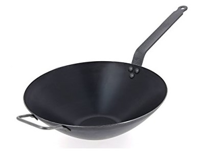 Železná pánev WOK s plochým dnem deBuyer 32 cm